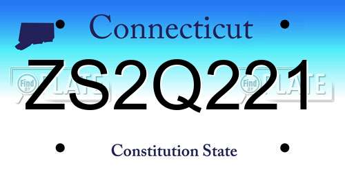 ZS2Q221 Connecticut License Plate