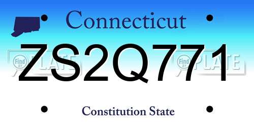 ZS2Q771 Connecticut License Plate