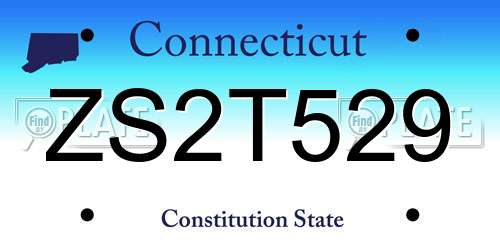 ZS2T529 Connecticut License Plate