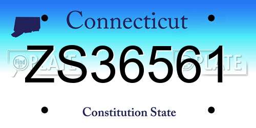 ZS36561 Connecticut License Plate