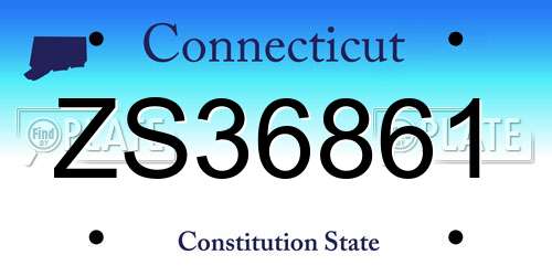 ZS36861 Connecticut License Plate