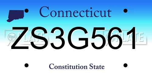 ZS3G561 Connecticut License Plate