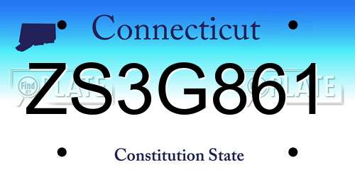ZS3G861 Connecticut License Plate