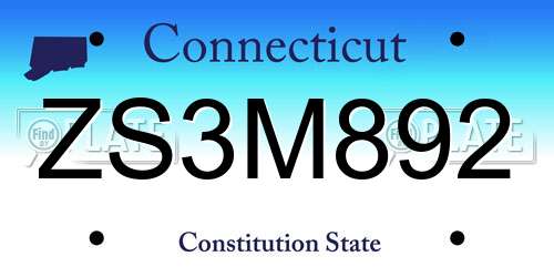 ZS3M892 Connecticut License Plate