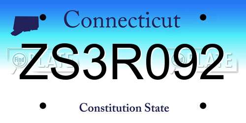 ZS3R092 Connecticut License Plate