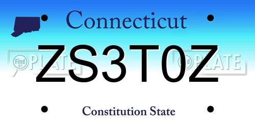 ZS3T0Z Connecticut License Plate