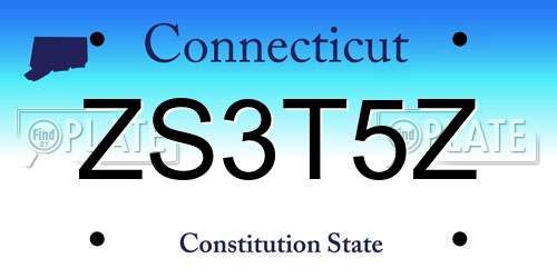 ZS3T5Z Connecticut License Plate