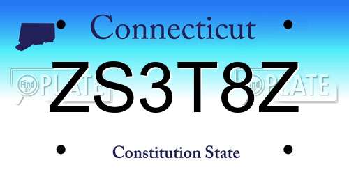 ZS3T8Z Connecticut License Plate