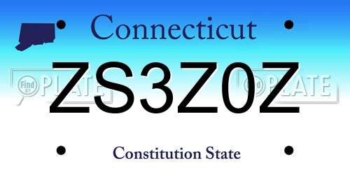 ZS3Z0Z Connecticut License Plate