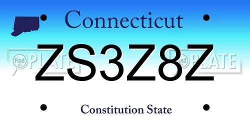 ZS3Z8Z Connecticut License Plate