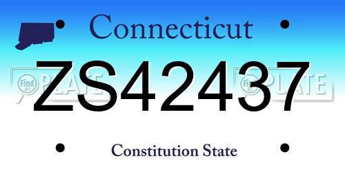 ZS42437 Connecticut License Plate