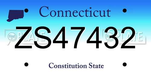 ZS47432 Connecticut License Plate