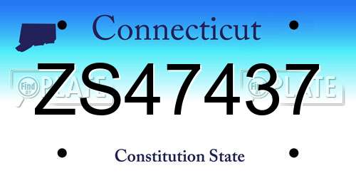 ZS47437 Connecticut License Plate