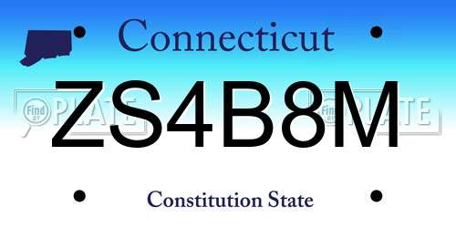 ZS4B8M Connecticut License Plate