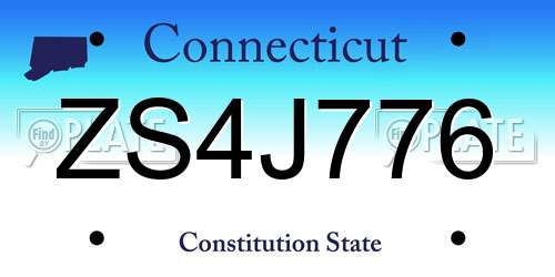 ZS4J776 Connecticut License Plate