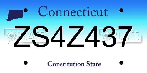ZS4Z437 Connecticut License Plate