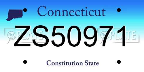 ZS50971 Connecticut License Plate