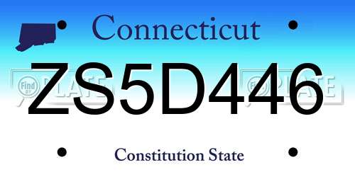 ZS5D446 Connecticut License Plate