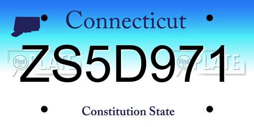 ZS5D971 Connecticut License Plate