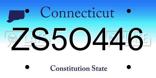 ZS5O446 Connecticut License Plate