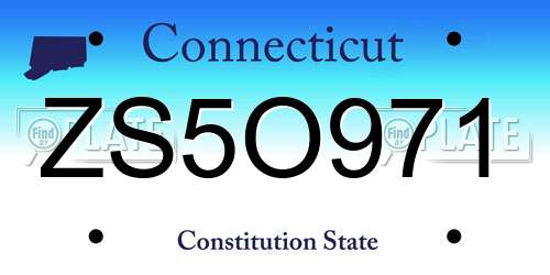 ZS5O971 Connecticut License Plate