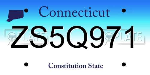 ZS5Q971 Connecticut License Plate