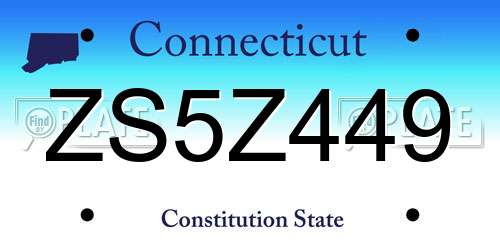ZS5Z449 Connecticut License Plate