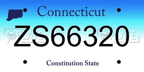 ZS66320 Connecticut License Plate