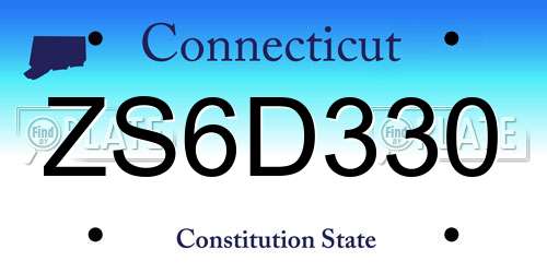 ZS6D330 Connecticut License Plate