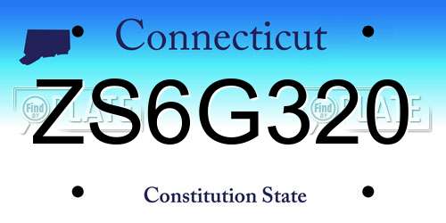 ZS6G320 Connecticut License Plate