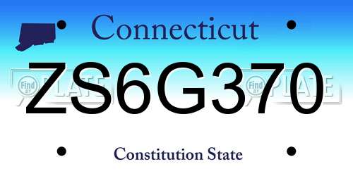 ZS6G370 Connecticut License Plate