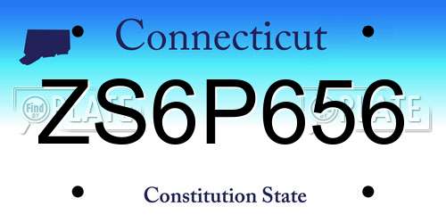 ZS6P656 Connecticut License Plate