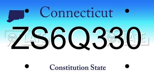 ZS6Q330 Connecticut License Plate