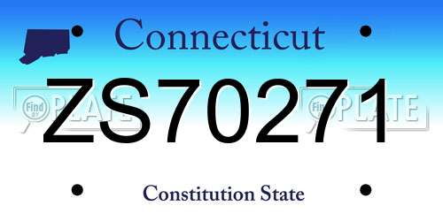 ZS70271 Connecticut License Plate