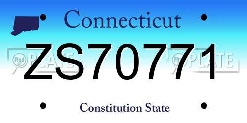 ZS70771 Connecticut License Plate