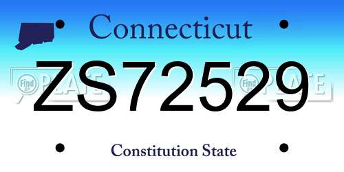 ZS72529 Connecticut License Plate