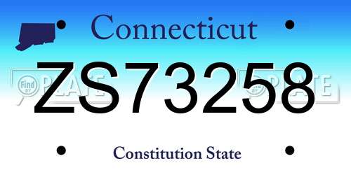 ZS73258 Connecticut License Plate