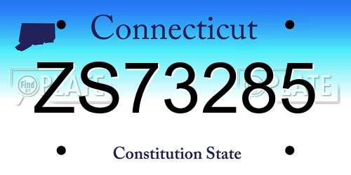 ZS73285 Connecticut License Plate