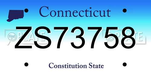 ZS73758 Connecticut License Plate