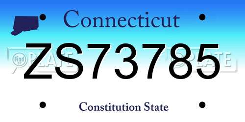 ZS73785 Connecticut License Plate