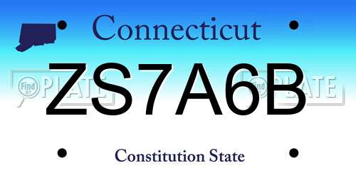 ZS7A6B Connecticut License Plate