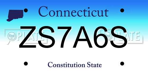 ZS7A6S Connecticut License Plate