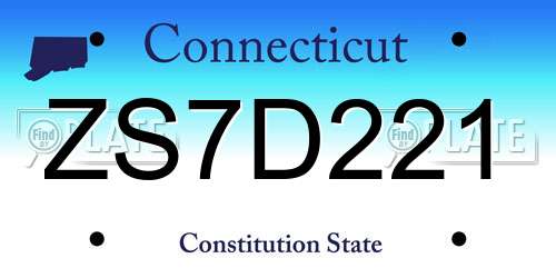 ZS7D221 Connecticut License Plate