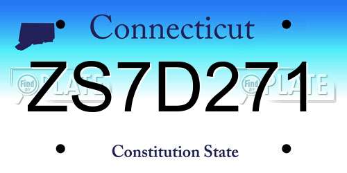ZS7D271 Connecticut License Plate
