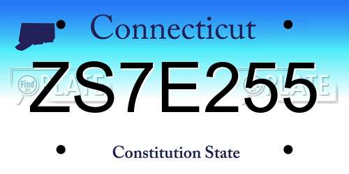 ZS7E255 Connecticut License Plate