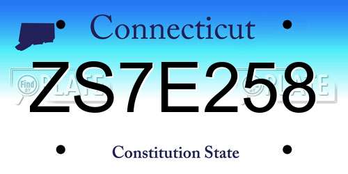 ZS7E258 Connecticut License Plate