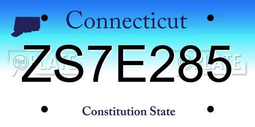 ZS7E285 Connecticut License Plate