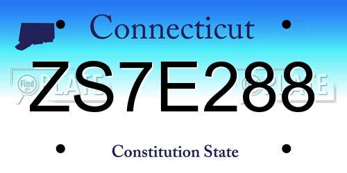 ZS7E288 Connecticut License Plate