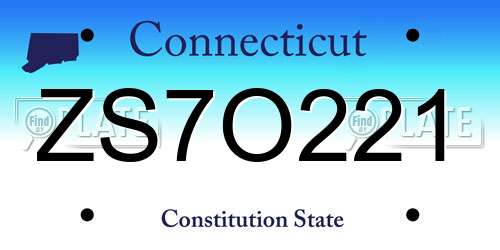 ZS7O221 Connecticut License Plate