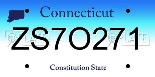 ZS7O271 Connecticut License Plate